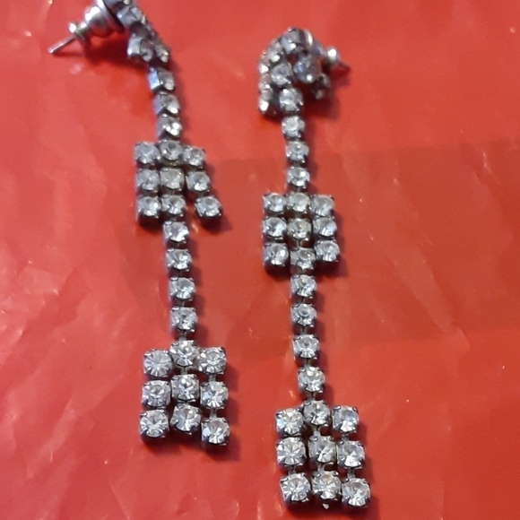 Rhinestone Pierced Earrings - Picture 1 of 3